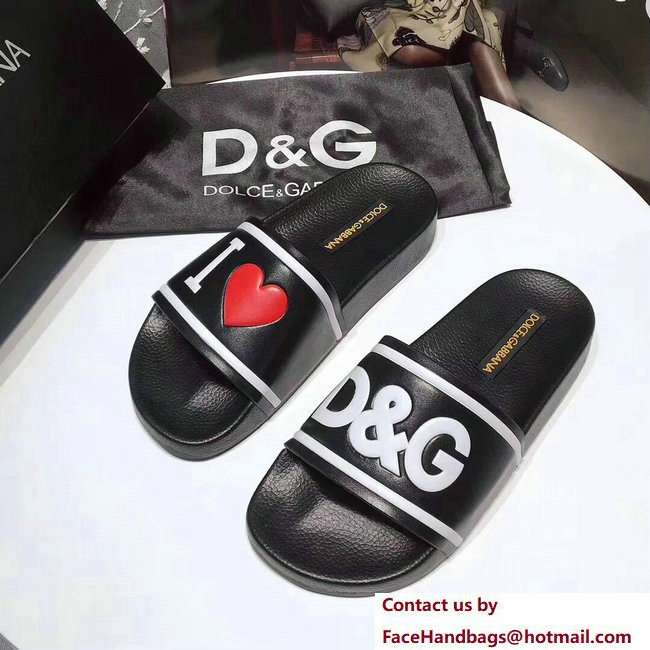 Dolce  &  Gabbana I Love D & G Slippers Black 2018